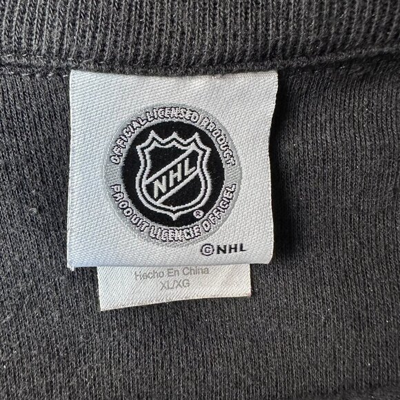 NHL Chicago Blackhawks Hockey Logo 1/4 Zip Pullover Ribbed Sweater Size XL Black - Picture 8 of 12